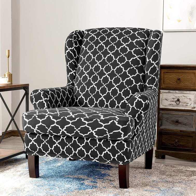 Alcott Hill® 2Piece Unique Printed Stretch Spandex TCushion Wingback